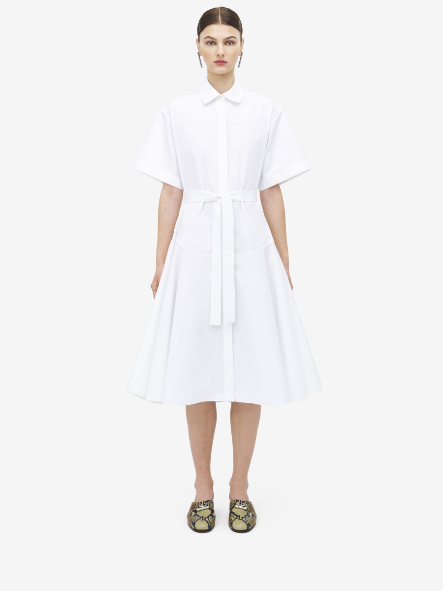 ALEXANDER MCQUEEN - Cotton Poplin Shirt Dress - Item 839777QAAAY9000